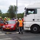 ongeval, lesauto, vrachtwagen, foto: Voorbijganger